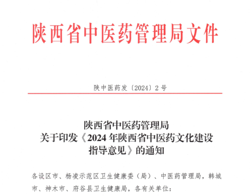 2024年陕西省中医药文化建设指导意见